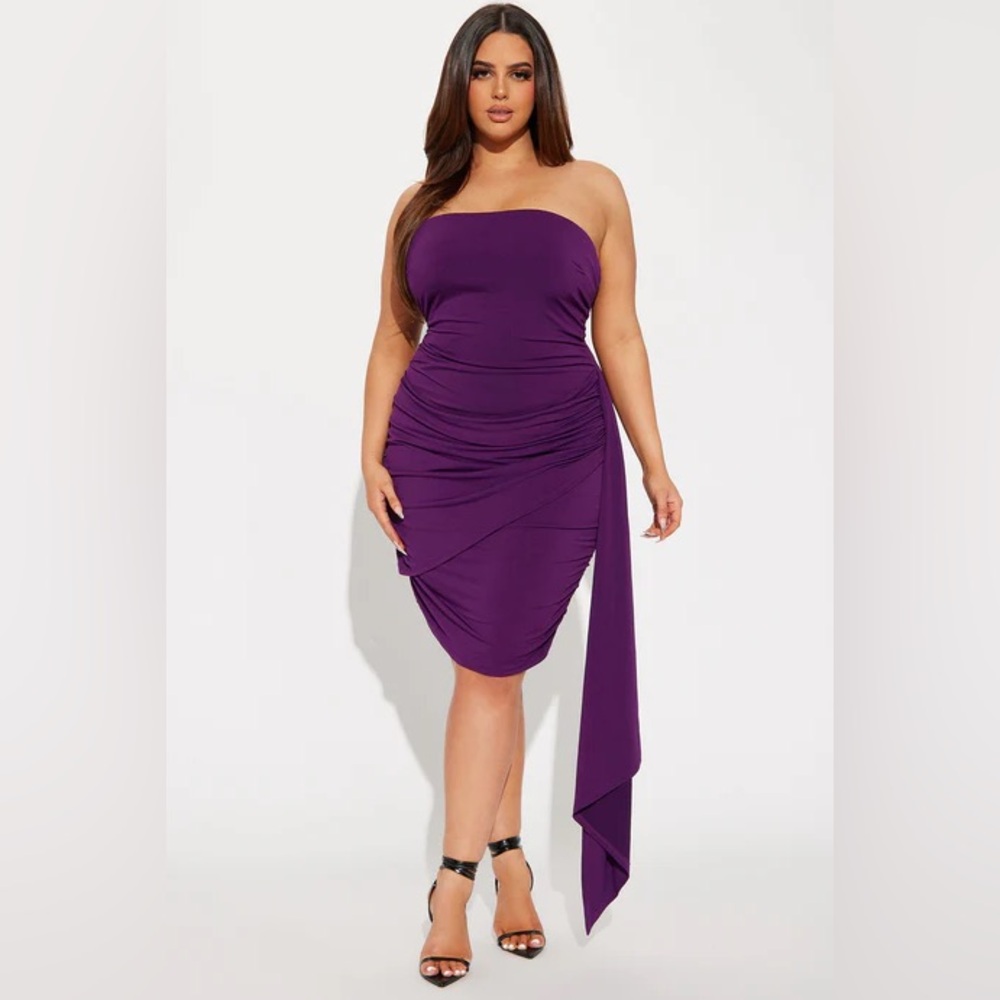 Fashion Nova Purple Strapless Bodycon Dress – Curve / Plus Size 2X